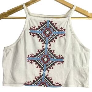 H&M Coachella Embroidered Tribal Aztec Boho Crop Tank Top Medium